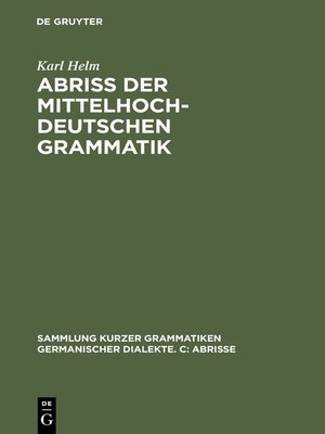 cover image of Abriß der mittelhochdeutschen Grammatik
